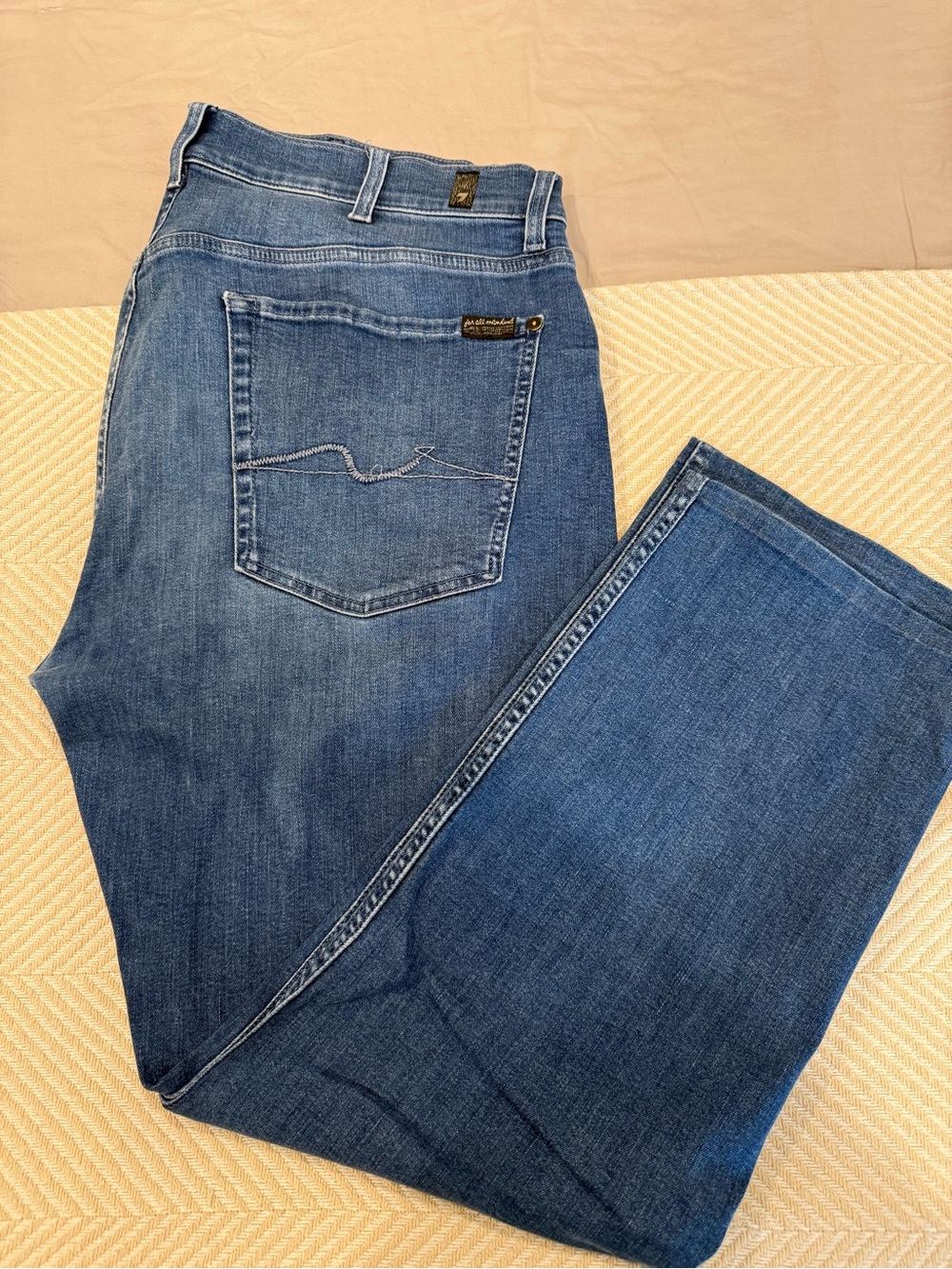 7 For All Mankind Men’s Straight-Leg Mid Blue Jeans